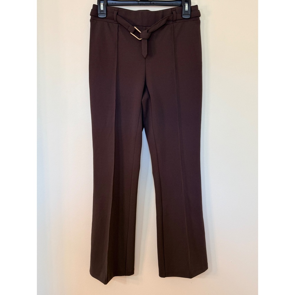 New York Clothing Company Brown Petite Dress Pants D-Ring Belt PS WPL-11128